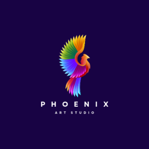 Blue Colorful Phoenix Art Studio Logo Blue Colorful Phoenix Art Studio L